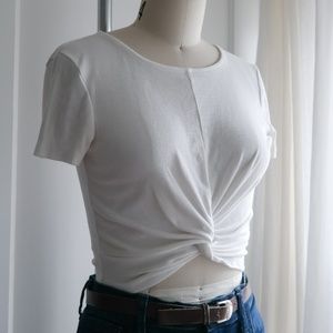 F21 twist front white crop top Small